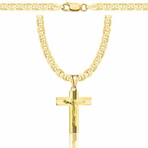 POZŁACANY SREBRNY ŁAŃCUSZEK GUCCI Z KRZYŻYKIEM 925 585 - 4,5MM