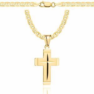 POZŁACANY SREBRNY ŁAŃCUSZEK GUCCI Z KRZYŻYKIEM 925 585 - 4,5MM