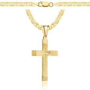 POZŁACANY SREBRNY ŁAŃCUSZEK GUCCI Z KRZYŻYKIEM 925 585 - 4,5MM