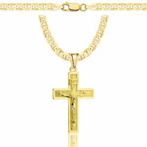 POZŁACANY SREBRNY ŁAŃCUSZEK GUCCI Z KRZYŻYKIEM 925 585 - 4,5MM