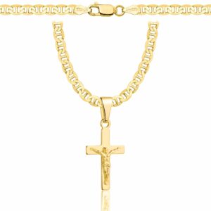 POZŁACANY SREBRNY ŁAŃCUSZEK GUCCI Z KRZYŻYKIEM 925 585 - 4,5MM