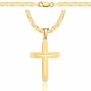 POZŁACANY SREBRNY ŁAŃCUSZEK GUCCI Z KRZYŻYKIEM 925 585 - 4,5MM