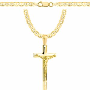 POZŁACANY SREBRNY ŁAŃCUSZEK GUCCI Z KRZYŻYKIEM 925 585 - 4,5MM