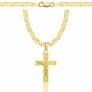 POZŁACANY SREBRNY ŁAŃCUSZEK GUCCI Z KRZYŻYKIEM 925 585 - 4,5MM