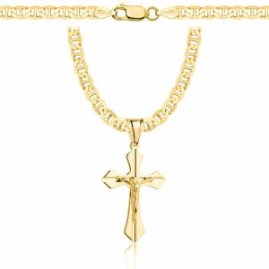 POZŁACANY SREBRNY ŁAŃCUSZEK GUCCI Z KRZYŻYKIEM 925 585 - 4,5MM