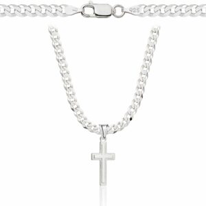 SREBRNY ŁAŃCUSZEK PANCERKA Z KRZYŻYKIEM 925 - 3,8MM