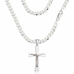 SREBRNY ŁAŃCUSZEK PANCERKA Z KRZYŻYKIEM 925 - 3,8MM