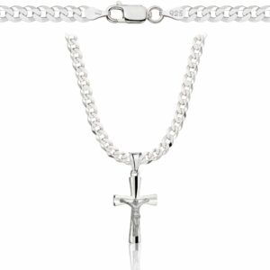 SREBRNY ŁAŃCUSZEK PANCERKA Z KRZYŻYKIEM 925 - 3,8MM