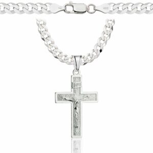 SREBRNY ŁAŃCUSZEK PANCERKA Z KRZYŻYKIEM 925 - 5MM