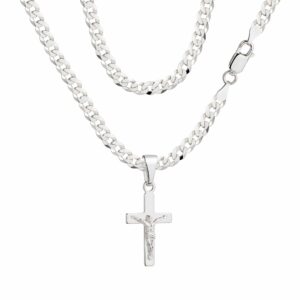 SREBRNY ŁAŃCUSZEK PANCERKA Z KRZYŻYKIEM 925 - 3,8MM