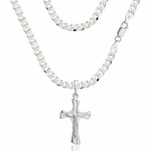 SREBRNY ŁAŃCUSZEK PANCERKA Z KRZYŻYKIEM 925 - 3,8MM