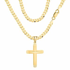 POZŁACANY SREBRNY ŁAŃCUSZEK PANCERKA Z KRZYŻYKIEM 925 585 - 3,8MM