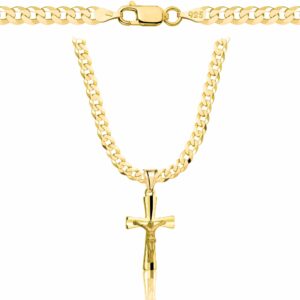 POZŁACANY SREBRNY ŁAŃCUSZEK PANCERKA Z KRZYŻYKIEM 925 585 - 3,8MM