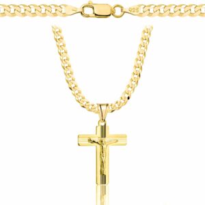 POZŁACANY SREBRNY ŁAŃCUSZEK PANCERKA Z KRZYŻYKIEM 925 585 - 3,8MM