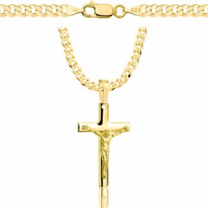 POZŁACANY SREBRNY ŁAŃCUSZEK PANCERKA Z KRZYŻYKIEM 925 585 - 3,8MM