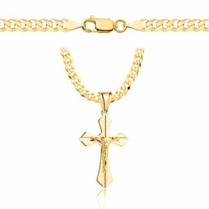 POZŁACANY SREBRNY ŁAŃCUSZEK PANCERKA Z KRZYŻYKIEM 925 585 - 3,8MM