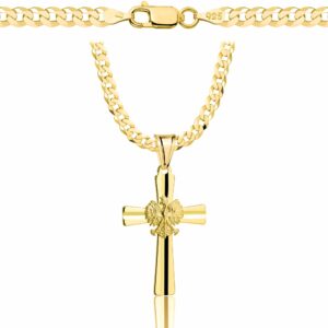 POZŁACANY SREBRNY ŁAŃCUSZEK PANCERKA Z KRZYŻYKIEM 925 585 - 3,8MM