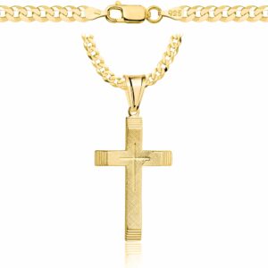 POZŁACANY SREBRNY ŁAŃCUSZEK PANCERKA Z KRZYŻYKIEM 925 585 - 3,8MM