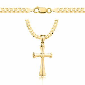 POZŁACANY SREBRNY ŁAŃCUSZEK PANCERKA Z KRZYŻYKIEM 925 585 - 3,8MM