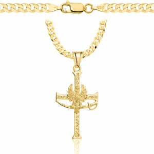 POZŁACANY SREBRNY ŁAŃCUSZEK PANCERKA Z KRZYŻYKIEM 925 585 - 3,8MM