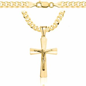 POZŁACANY SREBRNY ŁAŃCUSZEK PANCERKA Z KRZYŻYKIEM 925 585 - 5MM