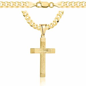 POZŁACANY SREBRNY ŁAŃCUSZEK PANCERKA Z KRZYŻYKIEM 925 585 - 5MM