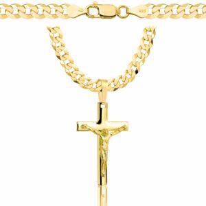 POZŁACANY SREBRNY ŁAŃCUSZEK PANCERKA Z KRZYŻYKIEM 925 585 - 5MM