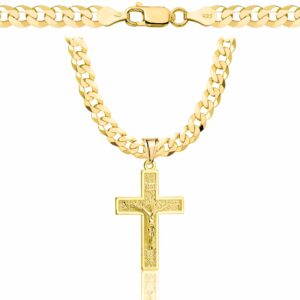 POZŁACANY SREBRNY ŁAŃCUSZEK PANCERKA Z KRZYŻYKIEM 925 585 - 5MM