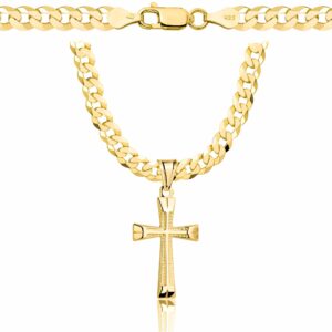 POZŁACANY SREBRNY ŁAŃCUSZEK PANCERKA Z KRZYŻYKIEM 925 585 - 5MM