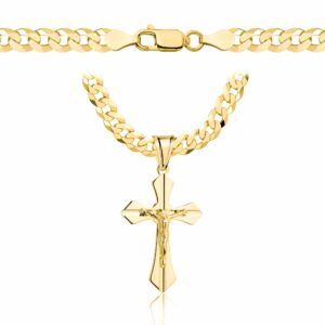 POZŁACANY SREBRNY ŁAŃCUSZEK PANCERKA Z KRZYŻYKIEM 925 585 - 5MM