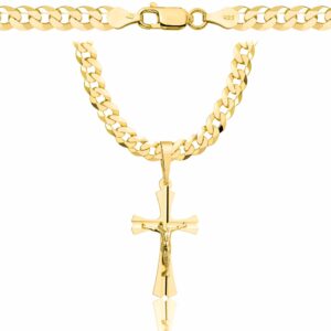 POZŁACANY SREBRNY ŁAŃCUSZEK PANCERKA Z KRZYŻYKIEM 925 585 - 5MM