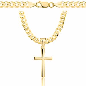 POZŁACANY SREBRNY ŁAŃCUSZEK PANCERKA Z KRZYŻYKIEM 925 585 - 5MM