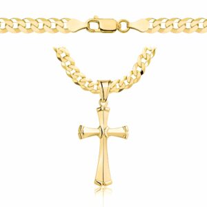 POZŁACANY SREBRNY ŁAŃCUSZEK PANCERKA Z KRZYŻYKIEM 925 585 - 5MM