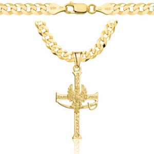 POZŁACANY SREBRNY ŁAŃCUSZEK PANCERKA Z KRZYŻYKIEM 925 585 - 5,6MM