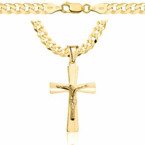 POZŁACANY SREBRNY ŁAŃCUSZEK PANCERKA Z KRZYŻYKIEM 925 585 - 5,6MM