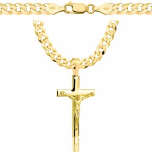 POZŁACANY SREBRNY ŁAŃCUSZEK PANCERKA Z KRZYŻYKIEM 925 585 - 5,6MM