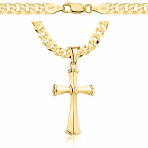 POZŁACANY SREBRNY ŁAŃCUSZEK PANCERKA Z KRZYŻYKIEM 925 585 - 5,6MM