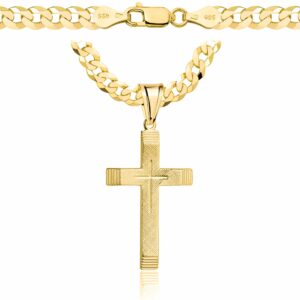 POZŁACANY SREBRNY ŁAŃCUSZEK PANCERKA Z KRZYŻYKIEM 925 585 - 5,6MM