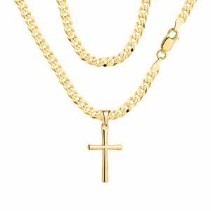 POZŁACANY SREBRNY ŁAŃCUSZEK PANCERKA Z KRZYŻYKIEM 925 585 - 3,8MM