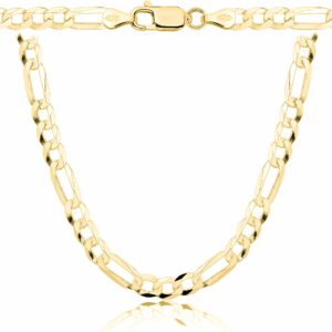 POZŁACANY SREBRNY ŁAŃCUSZEK FIGARO 925 585 - 7MM