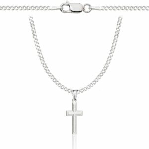 SREBRNY ŁAŃCUSZEK PANCERKA Z KRZYŻYKIEM 925 - 2MM