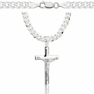 SREBRNY ŁAŃCUSZEK PANCERKA Z KRZYŻYKIEM 925 - 5MM