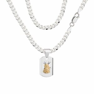 SREBRNY ŁAŃCUSZEK PANCERKA Z MEDALIKIEM 925 - 3,8MM