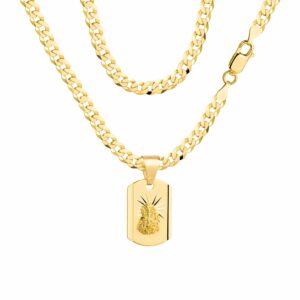 POZŁACANY SREBRNY ŁAŃCUSZEK PANCERKA Z MEDALIKIEM 925 585 - 3,8MM