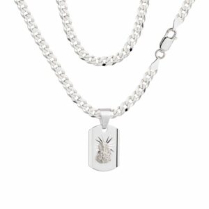 SREBRNY ŁAŃCUSZEK PANCERKA Z MEDALIKIEM 925 - 3,8MM