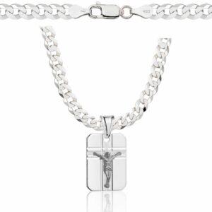 SREBRNY ŁAŃCUSZEK PANCERKA Z MEDALIKIEM 925 - 5MM