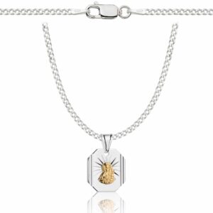 SREBRNY ŁAŃCUSZEK PANCERKA Z MEDALIKIEM 925 - 2MM