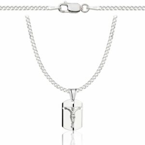 SREBRNY ŁAŃCUSZEK PANCERKA Z MEDALIKIEM 925 - 2MM