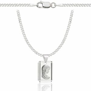 SREBRNY ŁAŃCUSZEK PANCERKA Z MEDALIKIEM 925 - 2MM