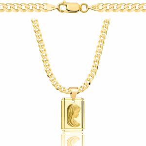 POZŁACANY SREBRNY ŁAŃCUSZEK PANCERKA Z MEDALIKIEM 925 585 - 3,8MM